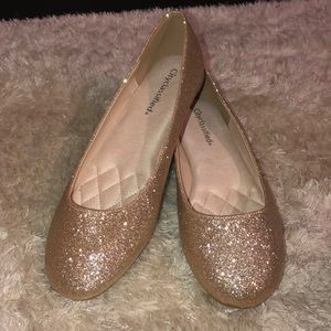 Champagne Round Toe Dress Flats